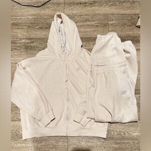 PINK Victoria's Secret Bling Cream Sweat Pants & Hoodie Set